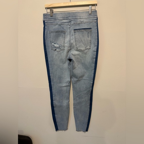 Spanx Distressed Skinny Jean With Side Stripe Light Wash Blue Size L - Picture 7 of 14